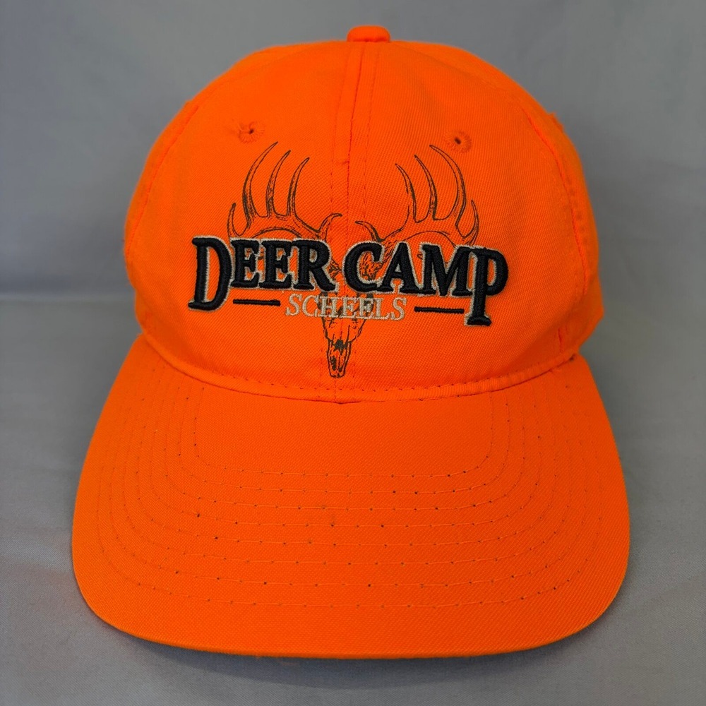 Scheels Deer Camp Hunting Hat Mens OSFM Orange Embroidered Buck Skull Cap